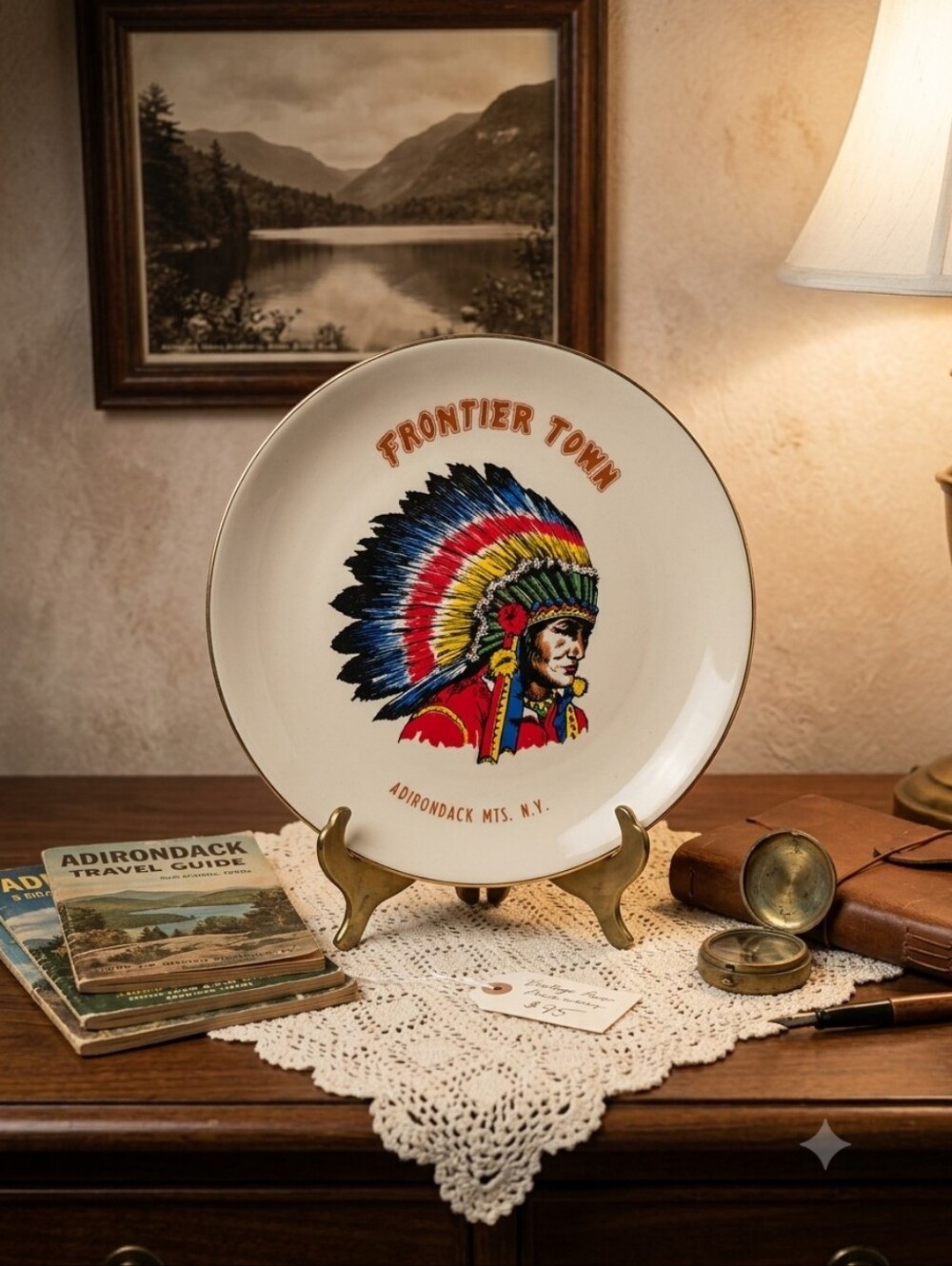 Vtg Frontier Town Adirondacks NY Souvenir Plate